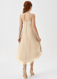 Azazie Mariam Junior Champagne A-Line Pleated Chiffon Dress image6