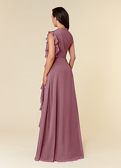 Azazie Narine vestidos de madre de la novia Vestido de Malva Vintage de Gasa de Corte En A con Cuello alto plisado image4