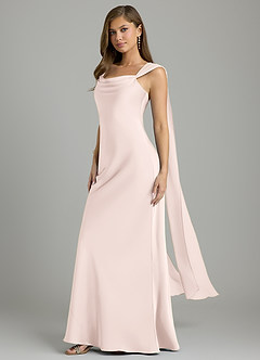Azazie Kelsey Bridesmaid Dresses Blushing Pink Mermaid Stretch Satin Dress image4