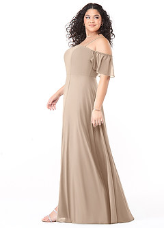 Azazie Sue Bridesmaid Dresses Taupe A-Line Off the Shoulder Chiffon Convertible Dress image8