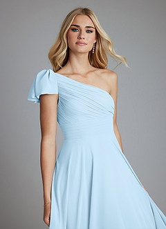 Azazie Elinora Bridesmaid Dresses Sky Blue A-Line One Shoulder Chiffon Dress image2