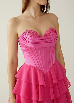 Bastet Fuchsia Ruffled A-line Prom Dress image4