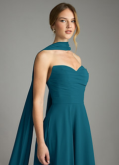 Azazie Ayla Abiti da Damigella Abito A-Line in Chiffon Scollo a Cuore Blu Inchiostro image6