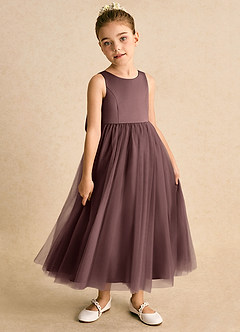 Azazie Solia Robe Demoiselle D'honneur Fillette Robe Princesse en Tulle Arc Expresso image4