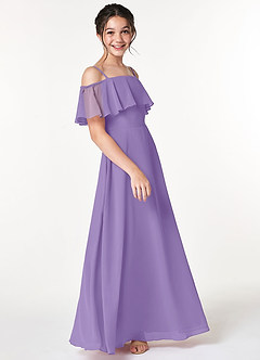 Azazie Maggie Junior Tahiti A-Line Off the Shoulder Chiffon Dress image4