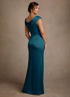 Azazie Irvine Kleider für die Brautmutter A-Linie Plissee Stretch-Satin Kleid Tintenblau image2