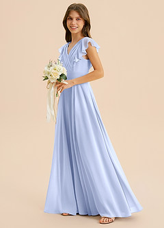 Azazie Anysa Junior Robe Trapèze en Mousseline de soie Rayé Eis image6