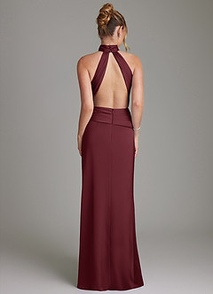 Azazie Gracelynn Rochii de domnișoară de onoare Teacă Plisat Satin elastic Lungime până la podea Rochie image8