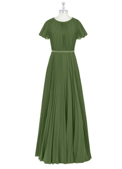 Azazie Kara Modest Bridesmaid Dresses A-Line Pleated Chiffon Floor-Length Dress image7