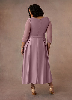 Azazie Maritza Mother of the Bride Dresses Dusty Rose A-Line Pleated Matte Satin Dress image9