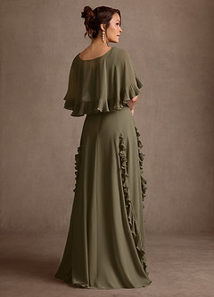 Azazie Darla Mother of the Bride Dresses Willow Green A-Line Ruched Chiffon Dress image2