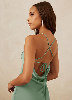 Christian Siriano Bridal for Azazie 1012 Brautjungfernkleider Etui Spitze Stretch-Satin Kleid Matcha image2
