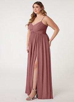 Azazie Alia Abiti da Damigella Abito A-Line in Chiffon Plissettato Rosa Del Deserto image8