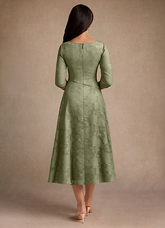 Azazie Durant Mother of the Bride Dresses Pistachio A-Line Pleated Floral Burnout Dress image3