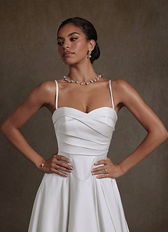 Azazie Alta Kleider zum Anprobieren zu Hause A-Linie Schulterfrei Stretch-Satin Kleid Diamantweiß image12