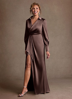 Azazie Jacinta Klänningar till brudens mor Klä Tubklänning i Stretch Satin Plisserad Ganache image2