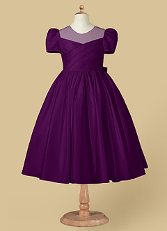 Azazie Anirra Blumenmädchenkleider Ballkleid Plissee Matte Satin Kleid Traube image5