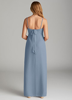 Azazie Mai Junior Dusty Blue Sheath Pleated Chiffon Dress image2