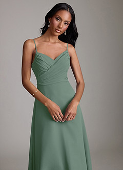 Azazie Kali Brudtärnklänningar Klä av A-Linje i Chiffong Plisserad Eukalyptus image5