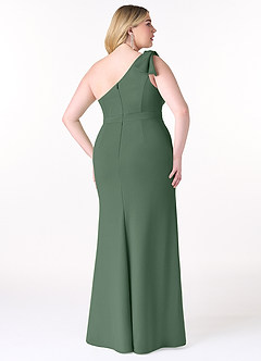 Azazie Rinna Bridesmaid Dresses Eucalyptus Mermaid One Shoulder Stretch Crepe Dress image6