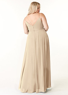 Azazie Janine Bridesmaid Dresses Champagne A-Line V-Neck Chiffon Dress image7