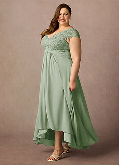 Azazie Irmeli Kleider für die Brautmutter A-Linie Spitze Chiffon Kleid Staubiger Salbeigrün image11