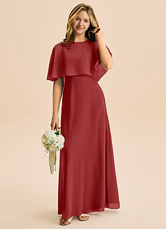 Azazie Maris Junior Abito A-Line in Chiffon Ruggine image1