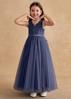 Azazie Cinna Flower Girl Dresses Stormy A-Line Lace Tulle Dress image5