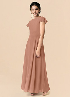 Azazie Payton Junior Bronzer A-Line Bow Chiffon Dress image4