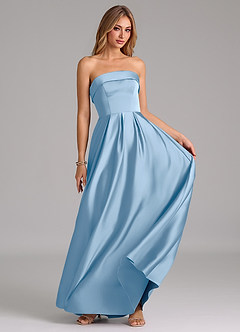 Azazie Lucienne Bridesmaid Dresses Powder Blue A-Line Strapless Stretch Satin Convertible Dress image5