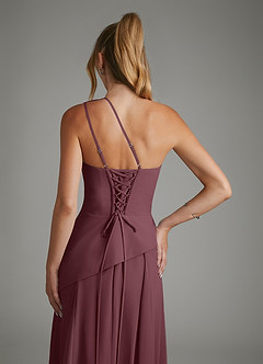 Azazie Holly Abiti da Damigella Abito A-Line in Chiffon Corsetto Sangria image8