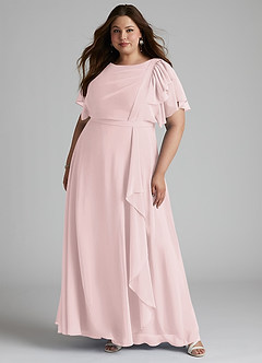 Azazie Aaliyah Modest Bridesmaid Dresses A-Line Scoop Pleated Chiffon Floor-Length Dress image6