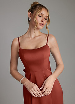 Azazie Zherra Robes de demoiselle d'honneur Robe Sirène en Satin extensible Arc Terracotta image3