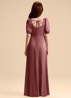 Azazie Briar Junior Robe Trapèze en Satin extensible Arc Améthyste image2