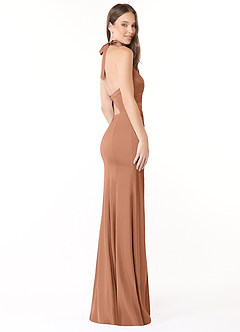 Azazie Emeria Bridesmaid Dresses Bronzer Mermaid Pleated Stretch Satin Dress image5