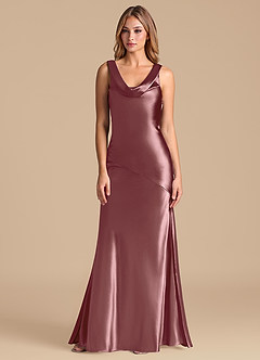 Azazie Rylina Bridesmaid Dresses Vintage Mauve Mermaid Metallic Satin Dress image5