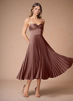 Léna Mocha Coco Pleated Midi Dress image4