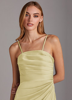 Azazie Lexie Final Sale Lemon Sorbet Sheath Strapless Stretch Satin Convertible Dress image2