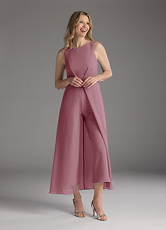 Azazie Anitta Mother of the Bride Dresses Vintage Mauve Jumpsuit/Pantsuit Pleated Stretch Crepe Dress image1