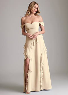 Azazie Sloane Bridesmaid Dresses Champagne A-Line Sweetheart Neckline Chiffon Dress image4