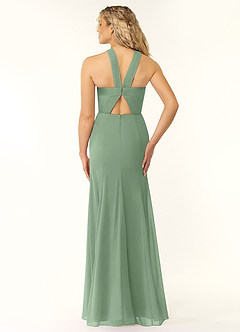 Azazie Rue Bridesmaid Dresses Matcha A-Line Halter Chiffon Dress image3