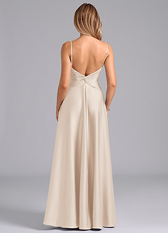 Azazie Elita Bridesmaid Dresses White Alabaster A-Line Pleated Stretch Satin Dress image5