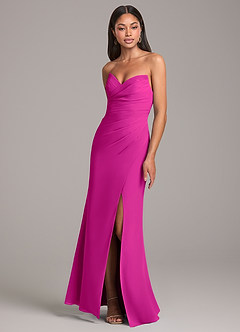 Azazie Yola Jurken voor bruidsmeisjes Converteerbaar Jurk van Chiffon met Zeemeermin Strapless Fuchsia image3