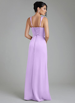 Azazie Sierra Bridesmaid Dresses Lilac A-Line Corset Stretch Satin Dress image2