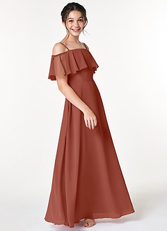 Azazie Maggie Junior Dusty Sage A-Line Off the Shoulder Chiffon Dress image4
