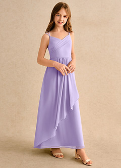 Azazie Zaida Girls Formal Sukienki dla dziewczynek sypiących kwiaty Linia A Pofałdowany Szyfon Długość kostki Sukienka image5