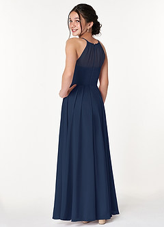 Azazie Ginger Junior Dark Navy A-Line Pleated Chiffon Dress image2