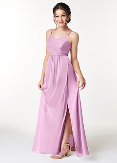 Azazie Luxy Junior Candy Pink Pleated Mesh Dress image4