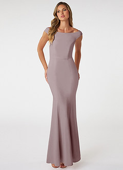 Azazie Nicolina Bridesmaid Dresses Vintage Mauve Mermaid Square Neckline Stretch Crepe Dress image1