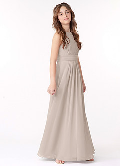 Azazie Bonnie Junior Frost A-Line Pleated Chiffon Dress image2
